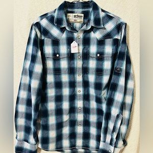 Urban PIPELINE MEN’s shirts in blue white | Flannel shirt | size S
